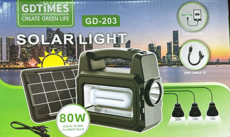 GD Times Panel Solar+3 Bombillas Sin Radio